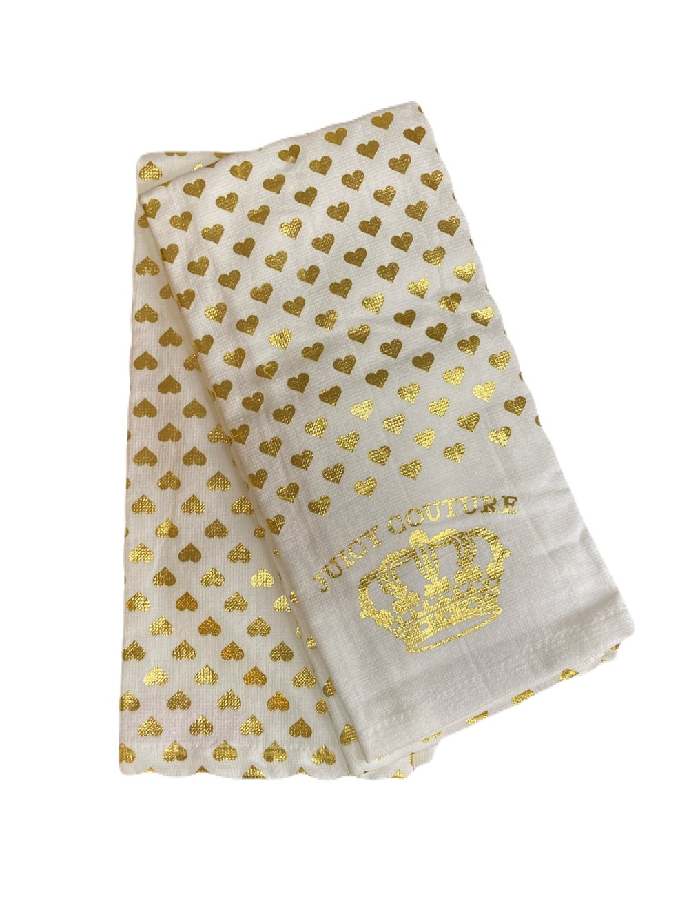Juicy Couture White & Metallic Gold Hand Towels NWOT - Picture 3 of 8